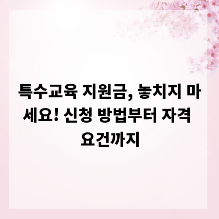 특수교육 지원금, 놓치지 마세요! 신청 방법부터 자격 요건까지