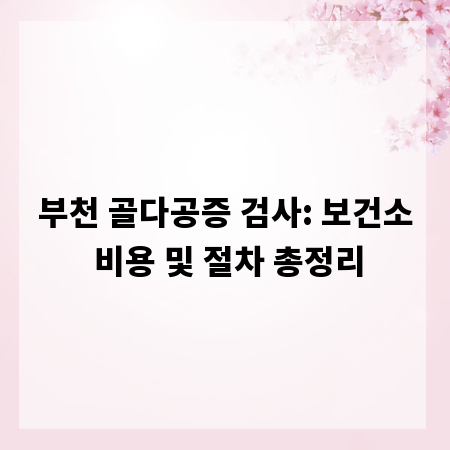 부천 골다공증 검사: 보건소 비용 및 절차 총정리