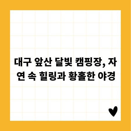 대구 앞산 달빛 캠핑장, 자연 속 힐링과 황홀한 야경