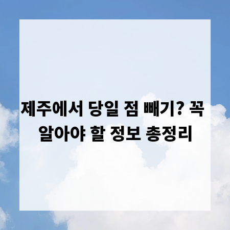제주에서 당일 점 빼기? 꼭 알아야 할 정보 총정리