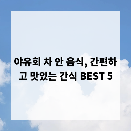 야유회 차 안 음식, 간편하고 맛있는 간식 BEST 5
