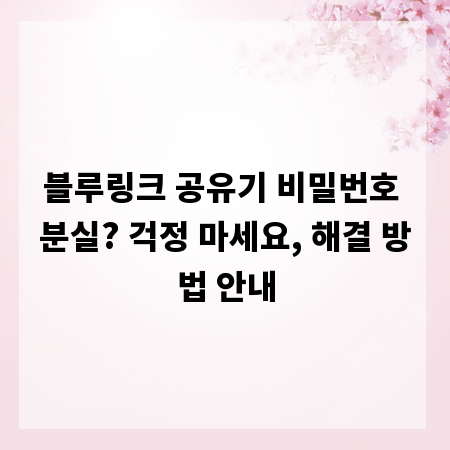 블루링크 공유기 비밀번호 분실? 걱정 마세요, 해결 방법 안내