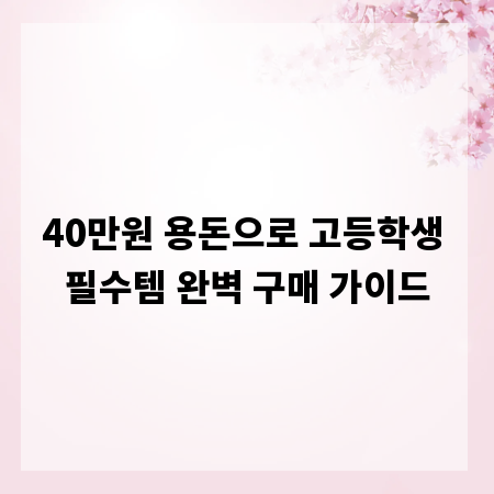40만원 용돈으로 고등학생 필수템 완벽 구매 가이드