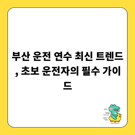 부산 운전 연수 최신 트렌드, 초보 운전자의 필수 가이드