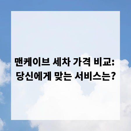 맨케이브 세차 가격 비교: 당신에게 맞는 서비스는?