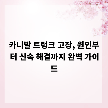 카니발 트렁크 고장, 원인부터 신속 해결까지 완벽 가이드