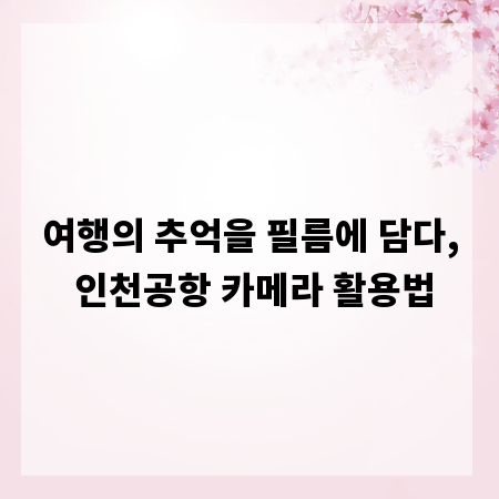 여행의 추억을 필름에 담다, 인천공항 카메라 활용법