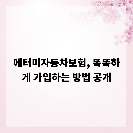 에터미자동차보험, 똑똑하게 가입하는 방법 공개