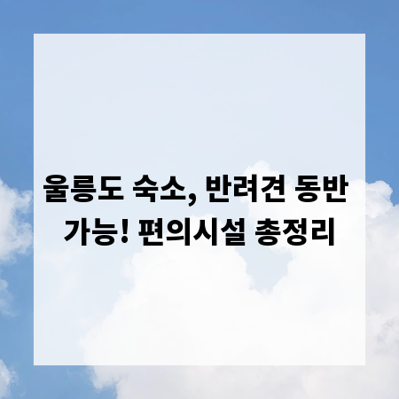 울릉도 숙소, 반려견 동반 가능! 편의시설 총정리