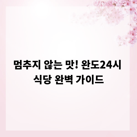 멈추지 않는 맛! 완도24시 식당 완벽 가이드