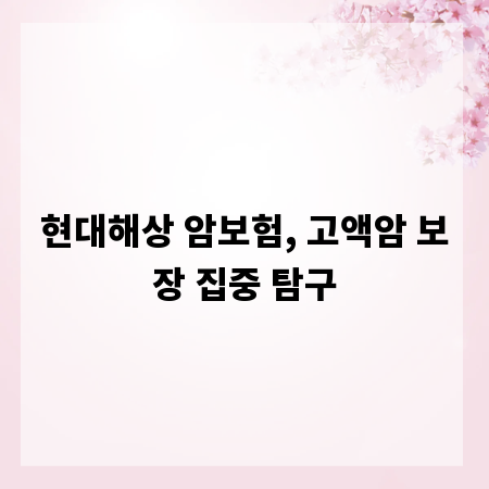 현대해상 암보험, 고액암 보장 집중 탐구