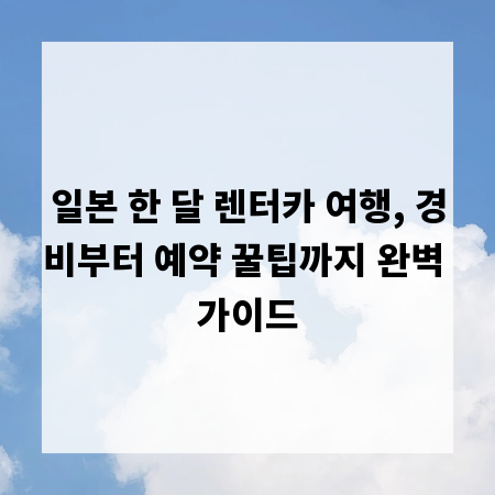 일본 한 달 렌터카 여행, 경비부터 예약 꿀팁까지 완벽 가이드