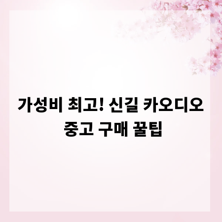 가성비 최고! 신길 카오디오 중고 구매 꿀팁