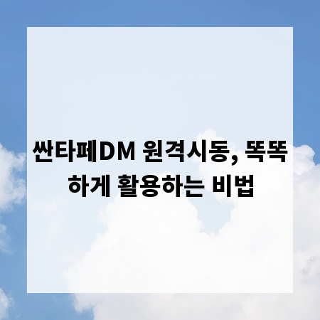 싼타페DM 원격시동, 똑똑하게 활용하는 비법