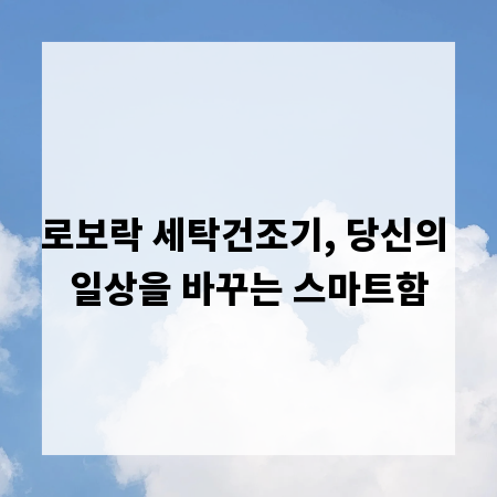 로보락 세탁건조기, 당신의 일상을 바꾸는 스마트함
