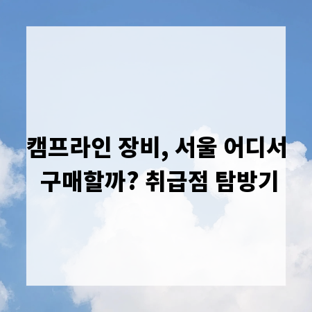 캠프라인 장비, 서울 어디서 구매할까? 취급점 탐방기