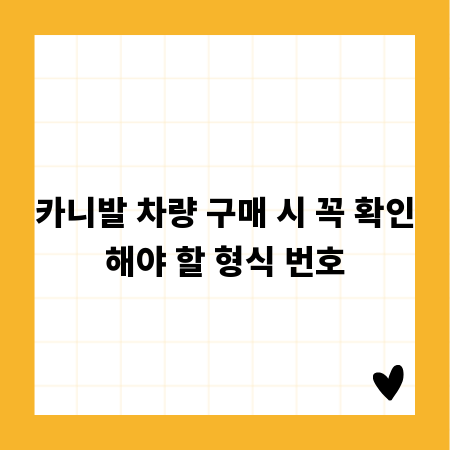 카니발 차량 구매 시 꼭 확인해야 할 형식 번호