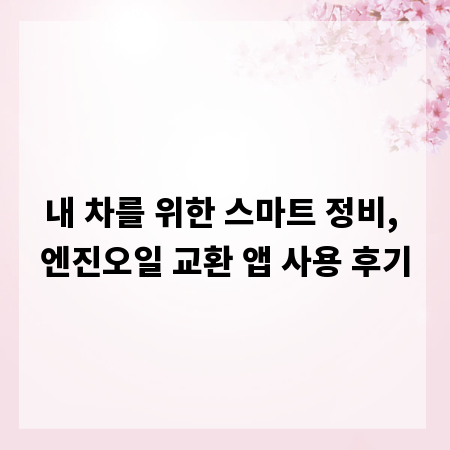 내 차를 위한 스마트 정비, 엔진오일 교환 앱 사용 후기