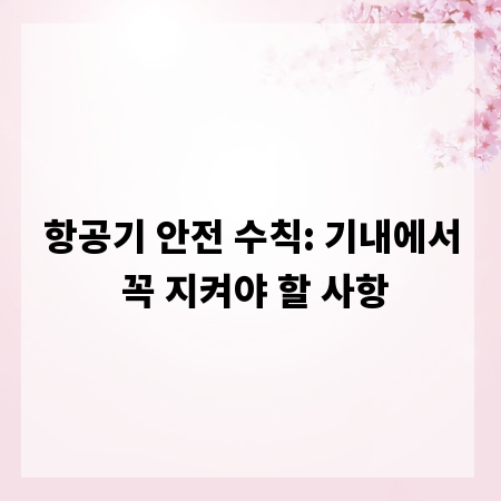 항공기 안전 수칙: 기내에서 꼭 지켜야 할 사항