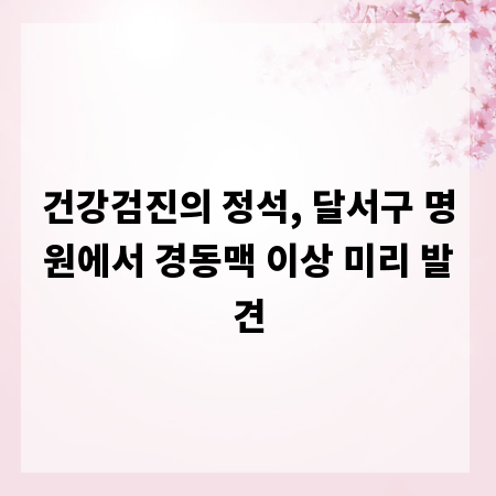 건강검진의 정석, 달서구 명원에서 경동맥 이상 미리 발견