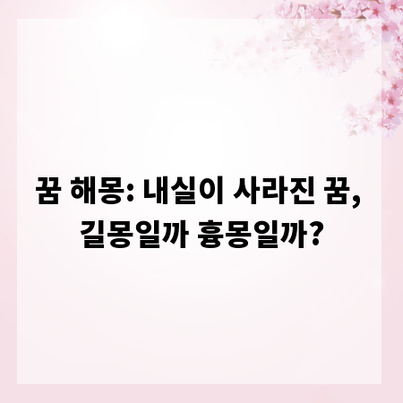 꿈 해몽: 내실이 사라진 꿈, 길몽일까 흉몽일까?