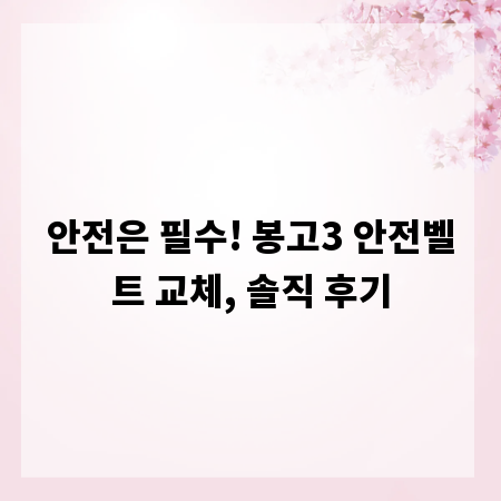 안전은 필수! 봉고3 안전벨트 교체, 솔직 후기