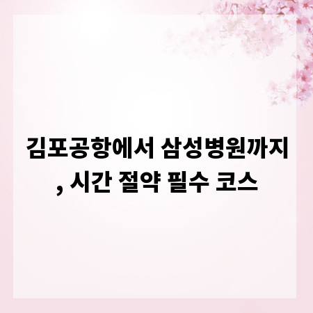 김포공항에서 삼성병원까지, 시간 절약 필수 코스