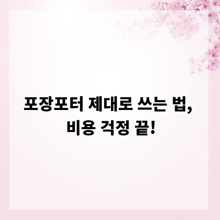 포장포터 제대로 쓰는 법, 비용 걱정 끝!