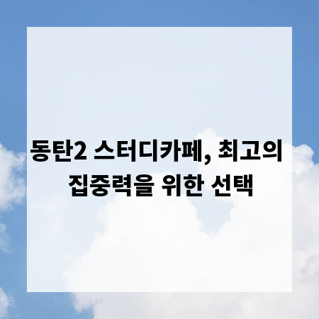동탄2 스터디카페, 최고의 집중력을 위한 선택