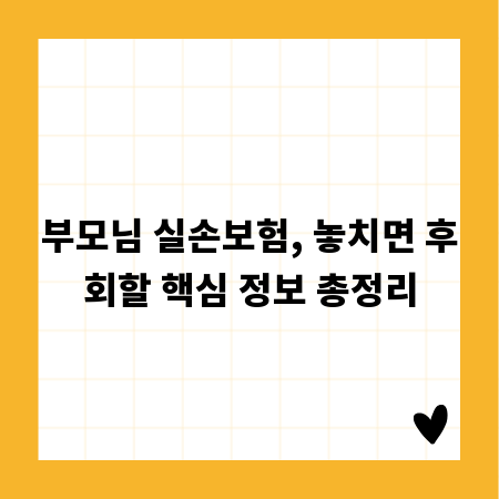 부모님 실손보험, 놓치면 후회할 핵심 정보 총정리
