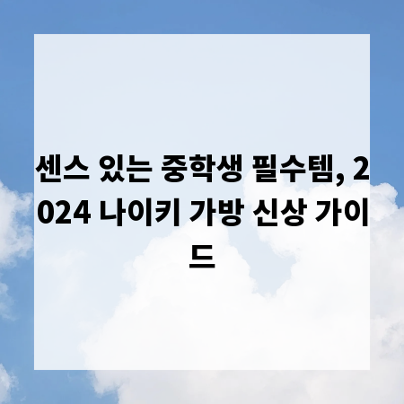 센스 있는 중학생 필수템, 2024 나이키 가방 신상 가이드