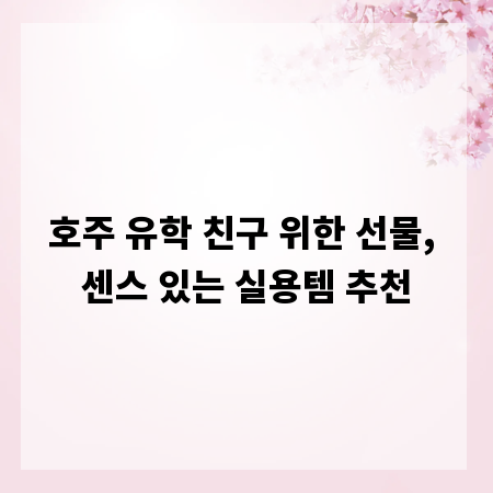 호주 유학 친구 위한 선물, 센스 있는 실용템 추천