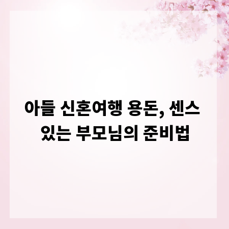 아들 신혼여행 용돈, 센스 있는 부모님의 준비법