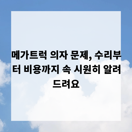 메가트럭 의자 문제, 수리부터 비용까지 속 시원히 알려드려요