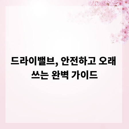 드라이밸브, 안전하고 오래 쓰는 완벽 가이드