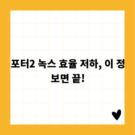포터2 녹스 효율 저하, 이 정보면 끝!
