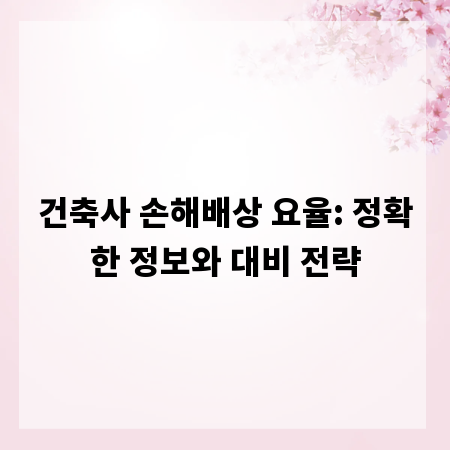 건축사 손해배상 요율: 정확한 정보와 대비 전략