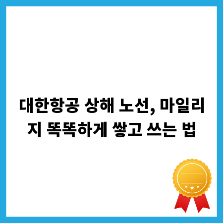 대한항공 상해 노선, 마일리지 똑똑하게 쌓고 쓰는 법