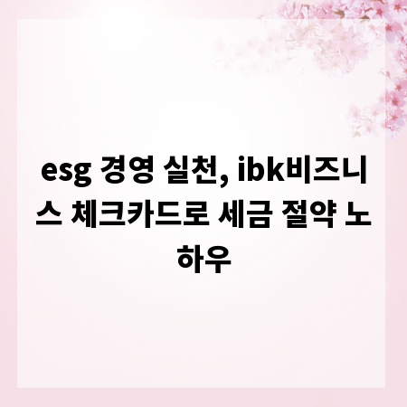esg 경영 실천, ibk비즈니스 체크카드로 세금 절약 노하우