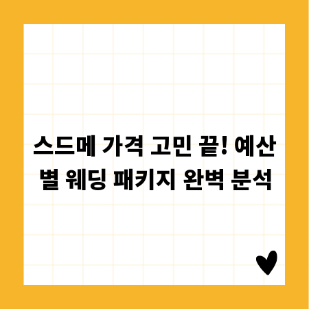 스드메 가격 고민 끝! 예산별 웨딩 패키지 완벽 분석