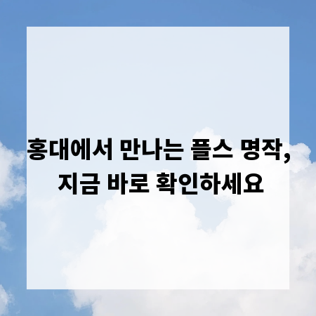 홍대에서 만나는 플스 명작, 지금 바로 확인하세요