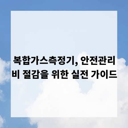복합가스측정기, 안전관리비 절감을 위한 실전 가이드