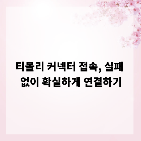 티볼리 커넥터 접속, 실패 없이 확실하게 연결하기