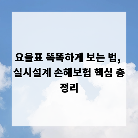요율표 똑똑하게 보는 법, 실시설계 손해보험 핵심 총정리