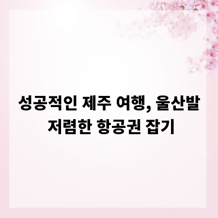 성공적인 제주 여행, 울산발 저렴한 항공권 잡기
