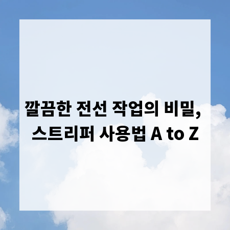 깔끔한 전선 작업의 비밀, 스트리퍼 사용법 A to Z