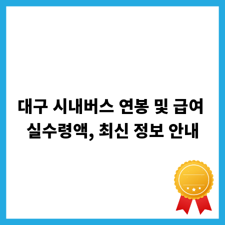 대구 시내버스 연봉 및 급여 실수령액, 최신 정보 안내