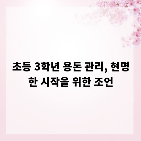초등 3학년 용돈 관리, 현명한 시작을 위한 조언