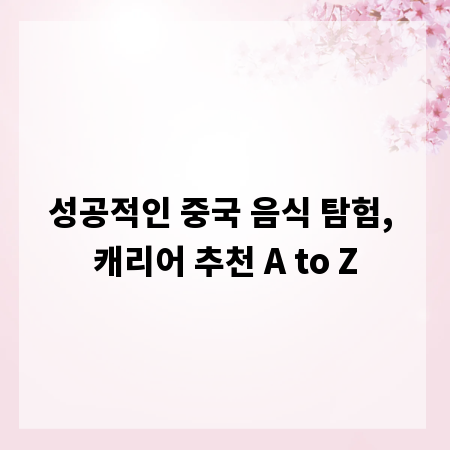 성공적인 중국 음식 탐험, 캐리어 추천 A to Z