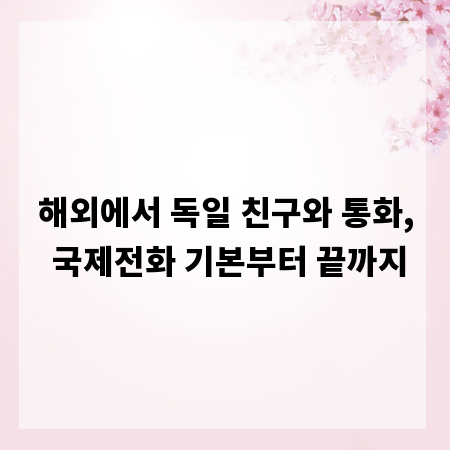 해외에서 독일 친구와 통화, 국제전화 기본부터 끝까지